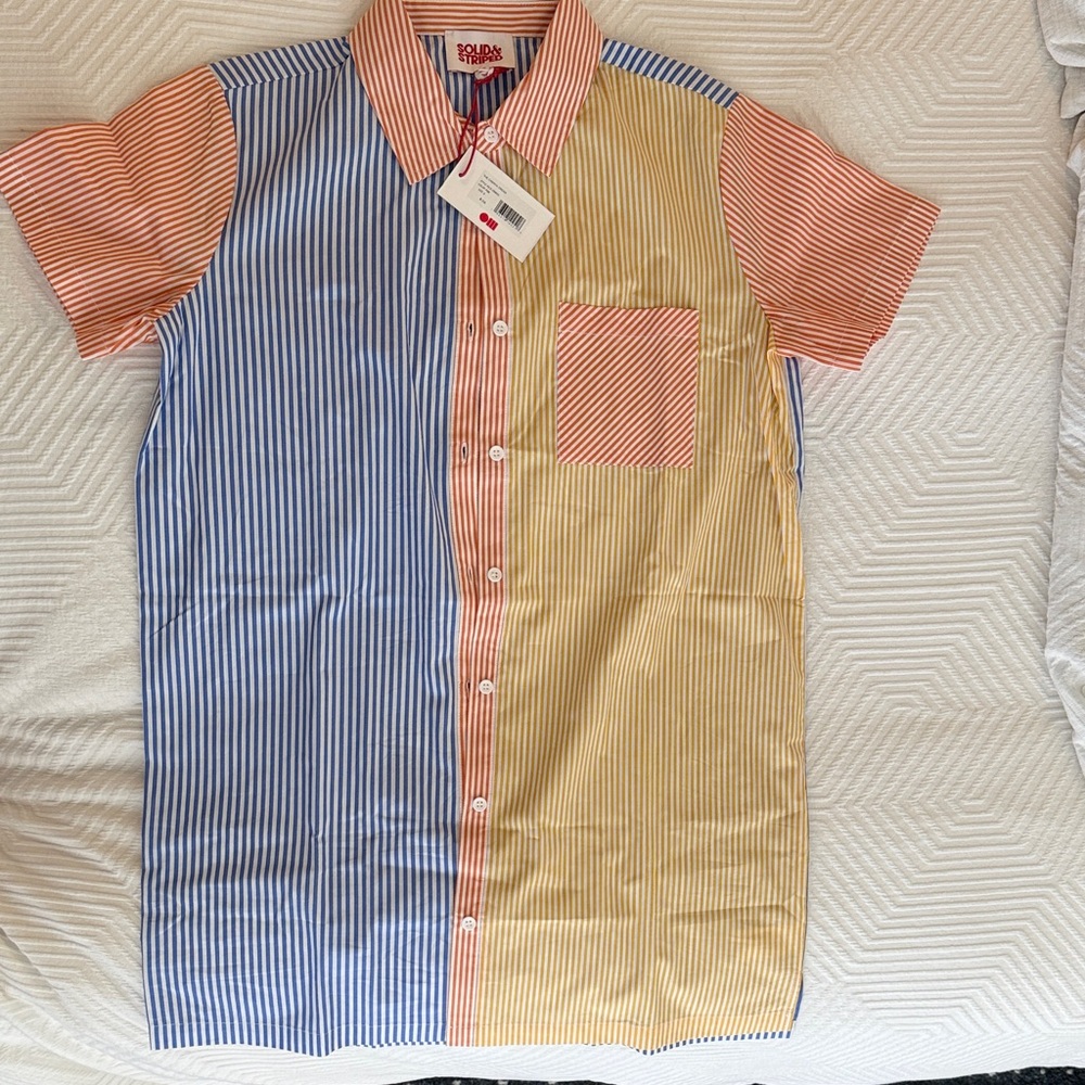 Solid and striped dress